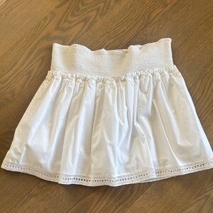 Avec Les Filles White Smocked Waist Cotton Mini Skirt XL